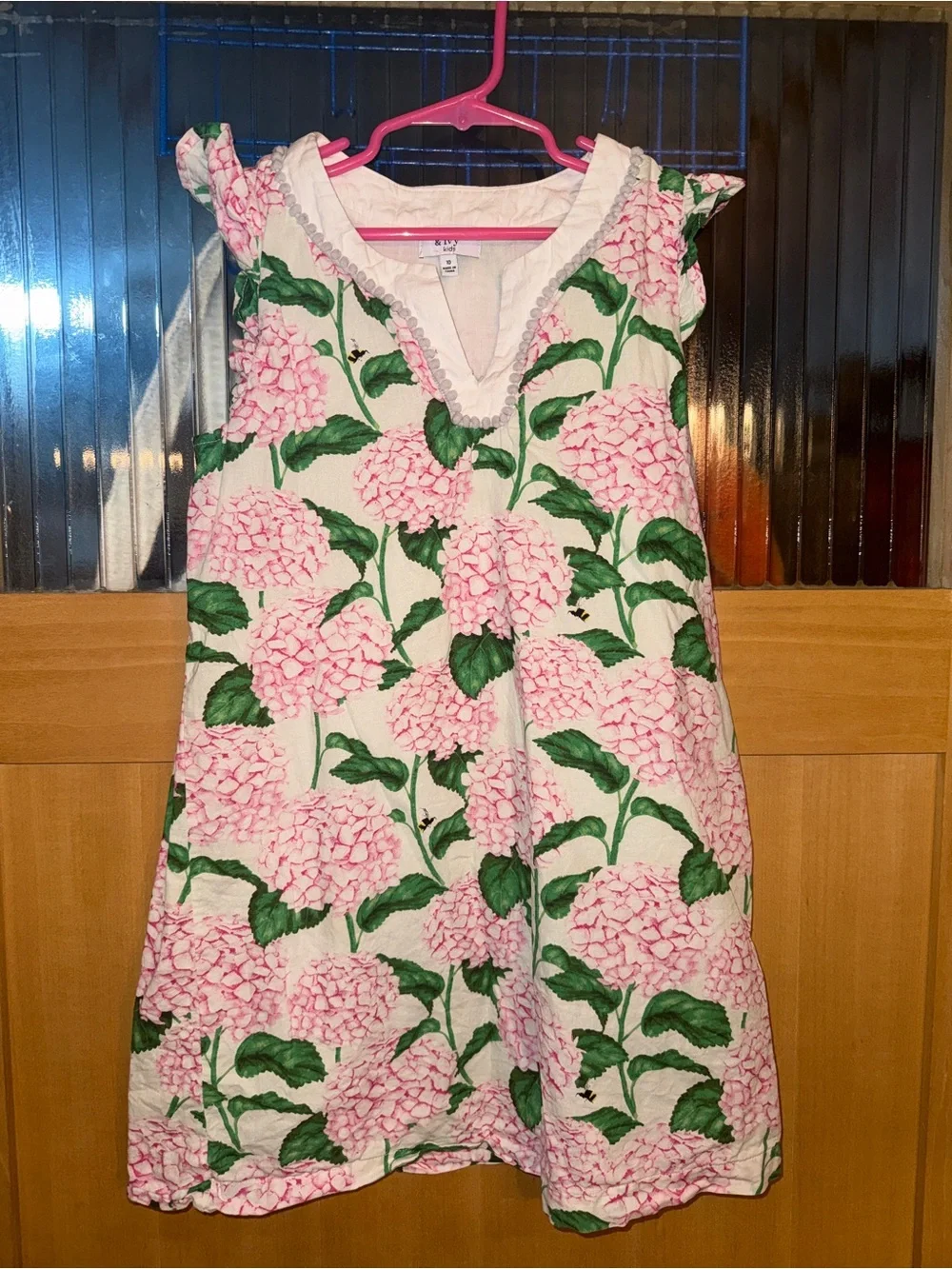 Crown & Ivy white pink floral pompom sleeveless girls dress SIZE 10